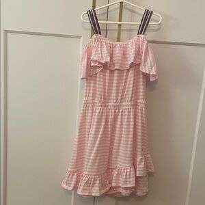 Tommy Hilfiger Kids Pink Striped Ruffle Dress
